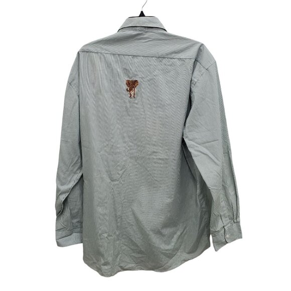 Circus Circus Woman's Vintage Green White Stripe Safari Embroidery Shirt Plus 2X - Picture 11 of 11